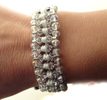 1230 Armband, vitt med strass och pärlor