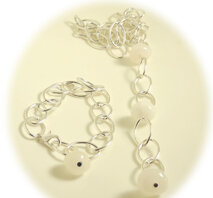 1234 Set halsband, armband m vita stenar